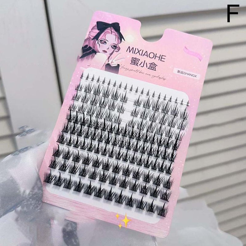 Extra Large Wheat Ear Pyramid Little Devil False Eyelashes, European and American Mixed Style, Segmented Fine Black Stem, 160 Clusters